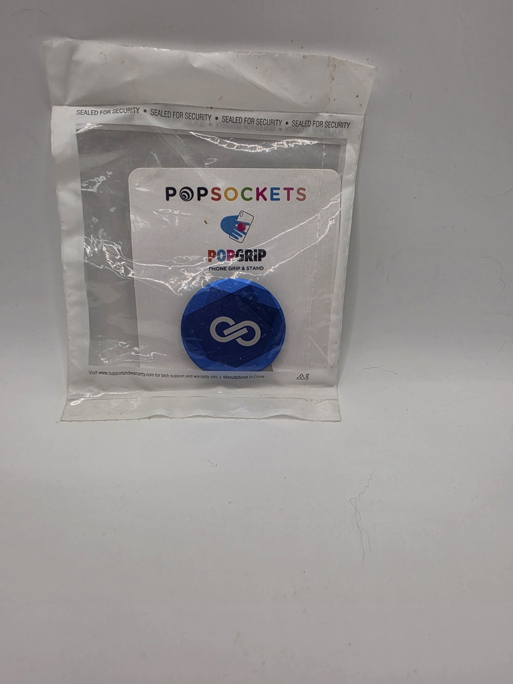 Poshmark PopSocket Blue Jeweled Faceted Phone Grip Stand Blue with White Logo